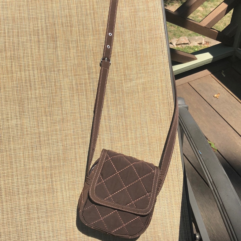 Vera Bradley cross-body bag, brown nylon quilted